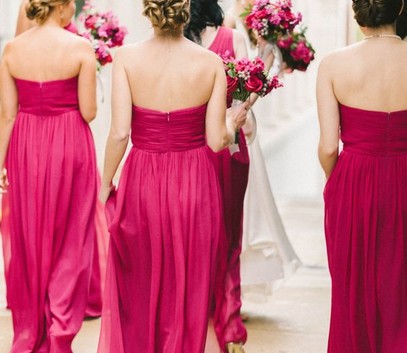 свадьба в цвете фуксия, подружки невесты